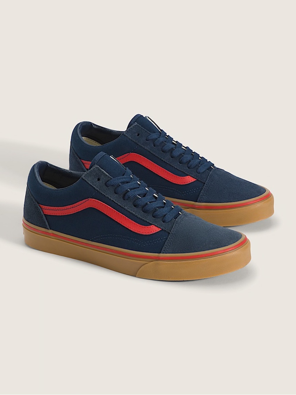 Vans Navy and Red Low-Top Sneakers